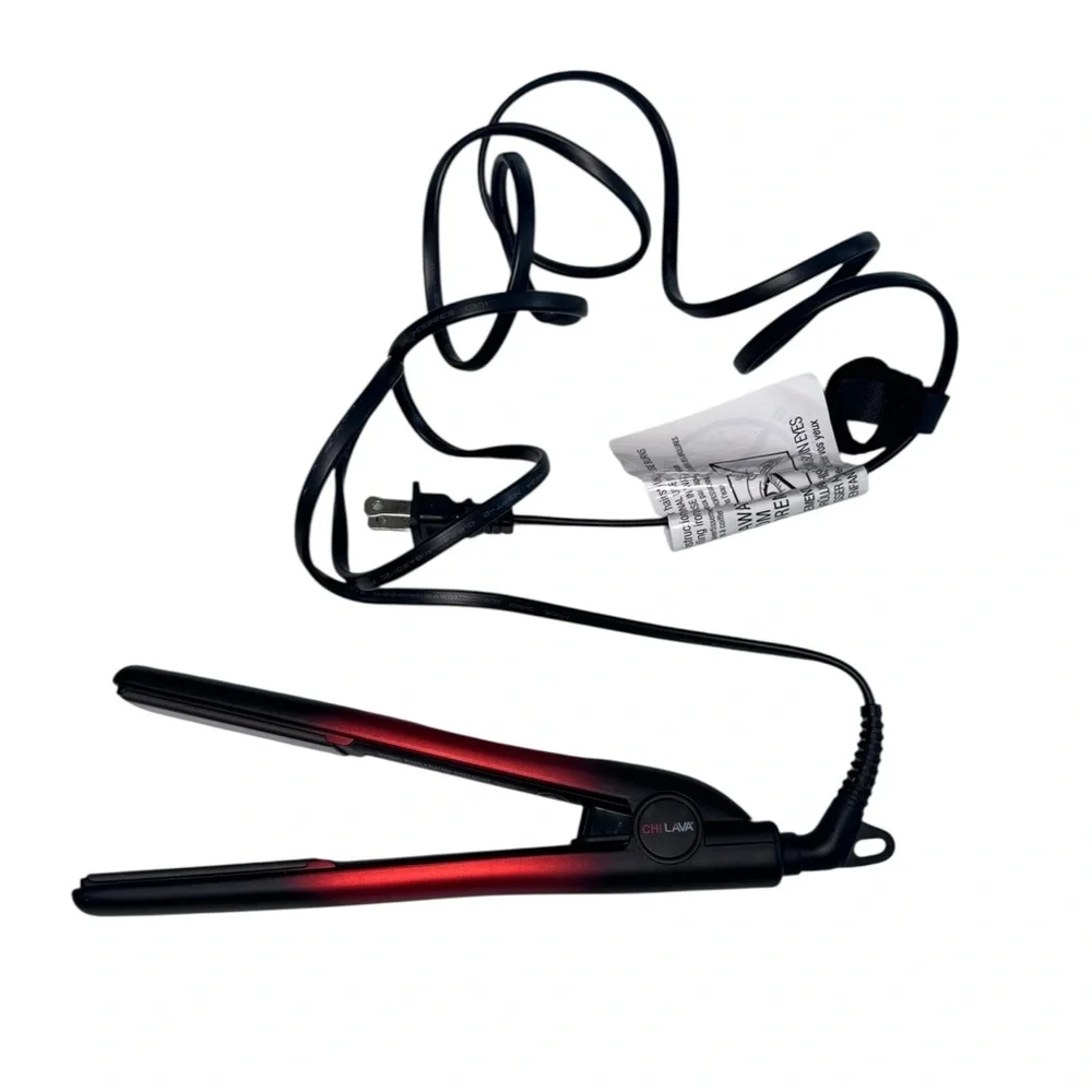CHI LAVA Ceramic Black and Red Hair Straightener- Compact for Travel